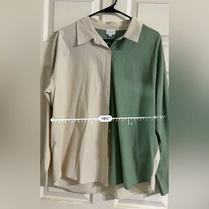 Two-toned long sleeve button up